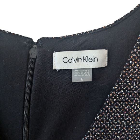 CALVIN KLEIN Womens Sparkly 3/4 Sleeve Full-Length Body Con Formal Dress - 12 - Picture 7 of 8